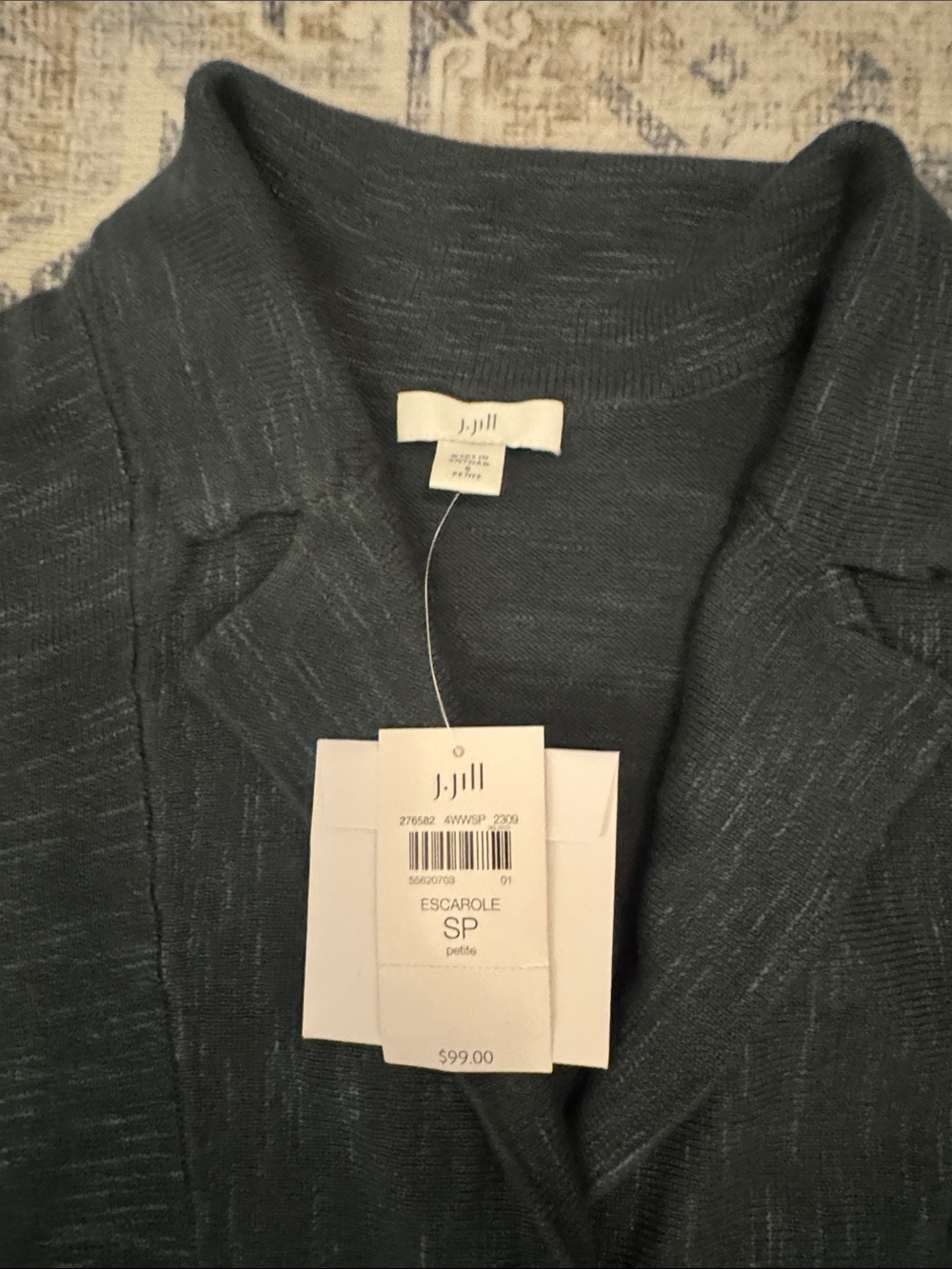 J.Jill NWT Petite Small Deep Green Knit One Button Cardigan Jacket - Picture 2 of 3